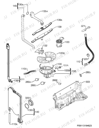Взрыв-схема посудомоечной машины Ikea RENGORA 10305326 - Схема узла Hydraulic System 272